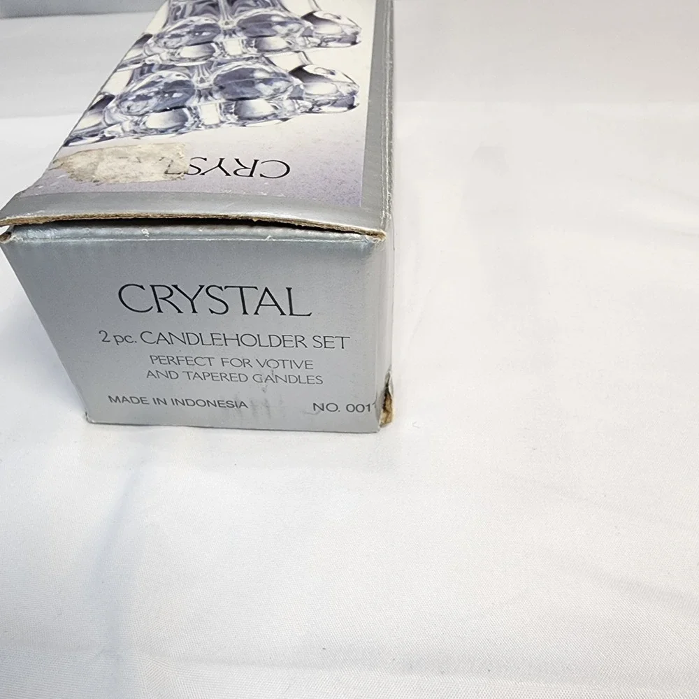 Vintage Alco Industries Crystal 2 Pc Candleholder Set No. 0011